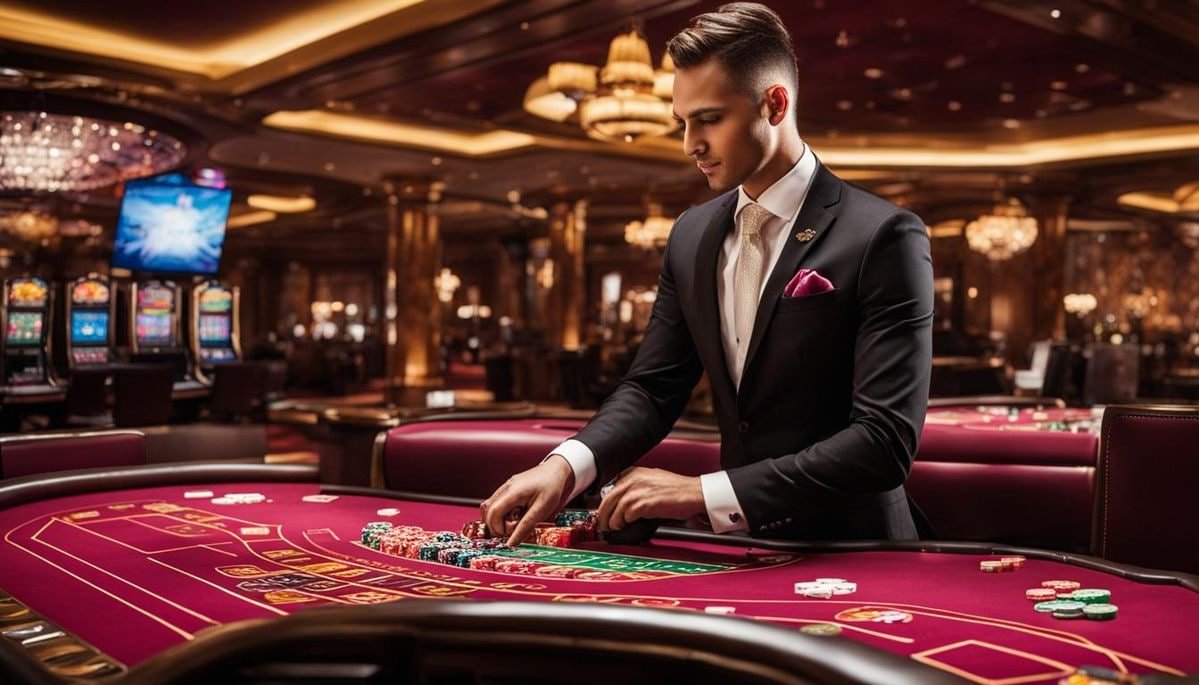 Ilustrasi hiburan online dengan pengalaman visual sepak bola dan casino untuk pengguna mobile